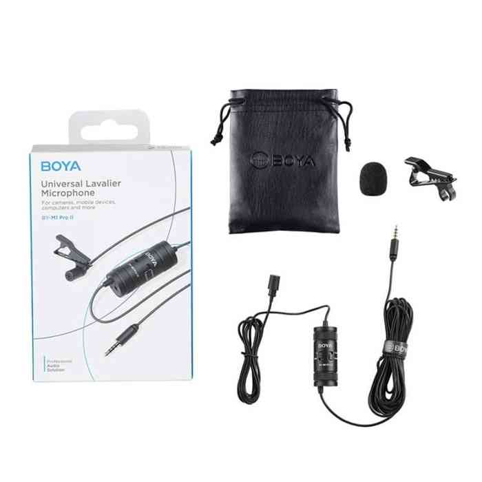 BOYA BY-M1 Pro II Universal Clip-on Microphone Omni-directional Condenser Mic 3.5mm TRRS 6M Long Cable and Play for Smartphone Audio Recorder Camera Computer